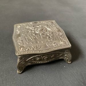 Vintage pewter jewelry box